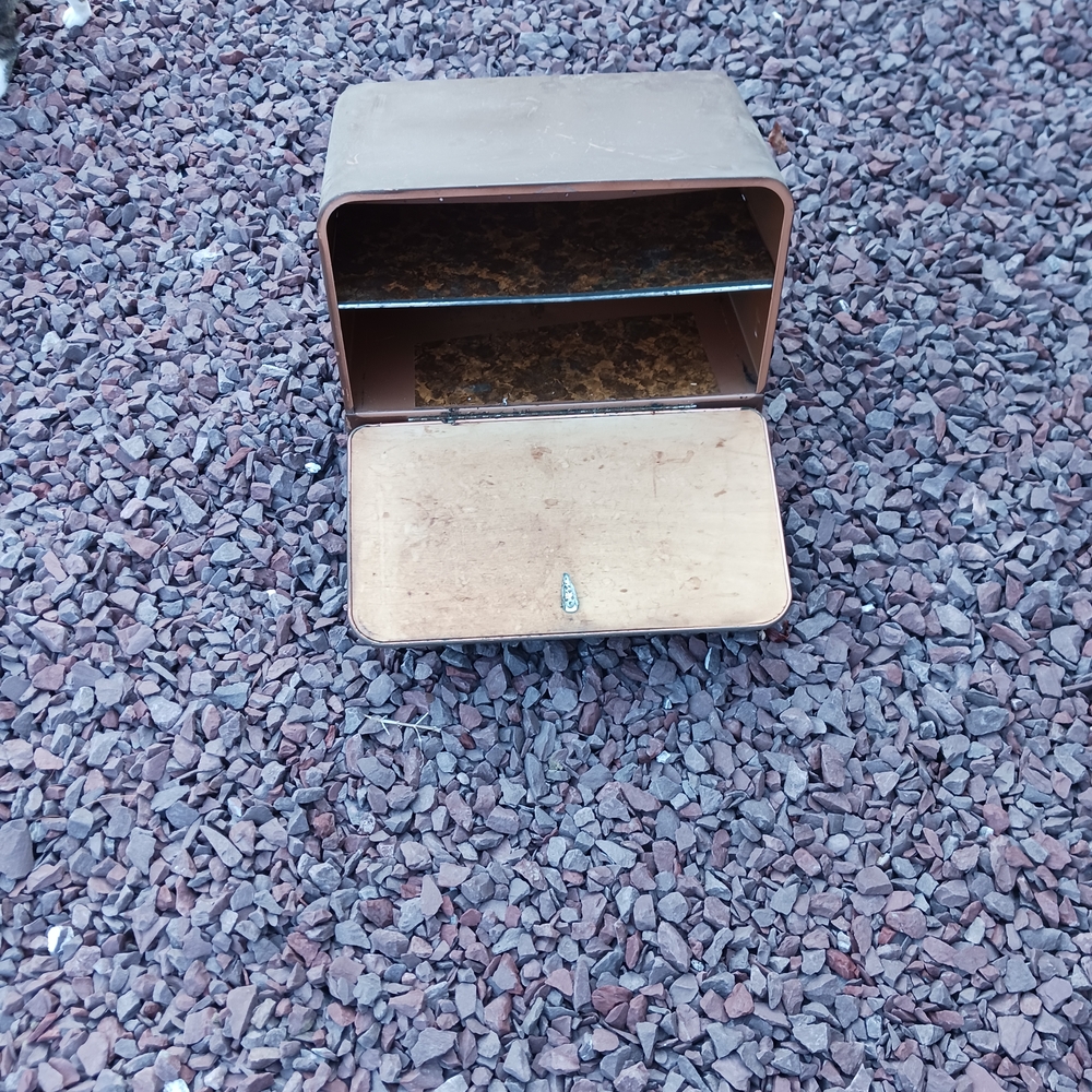 Vintage Brown Metal Bread Box